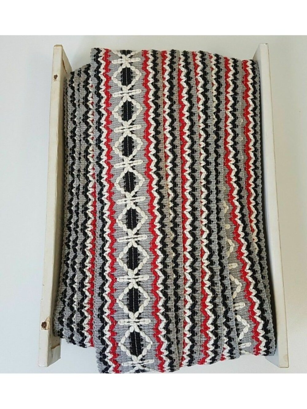 Conso Upholstery Drapery Trim 24.5 Yards Red Black Grey White Vintage